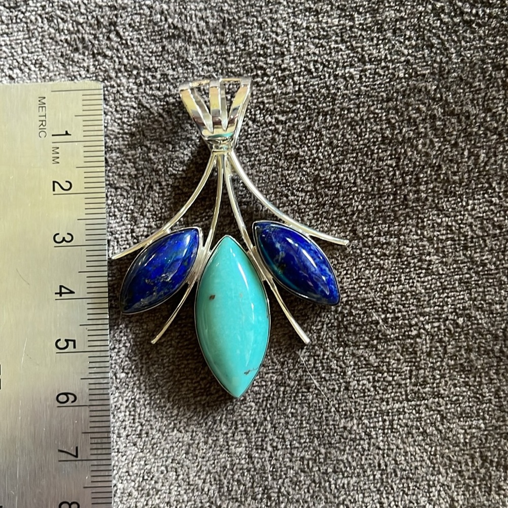 Jay King Sterling Silver Lapis and Turquoise Bead Necklace and Pendant - Picture 7 of 11